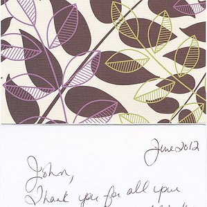 A Thank You Card to John from Dumpers