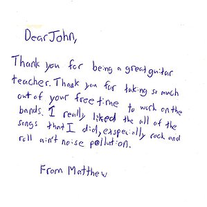 A Thank You Card from Matthew to John