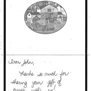 Trinity Lutheran Church Thank You Card to John