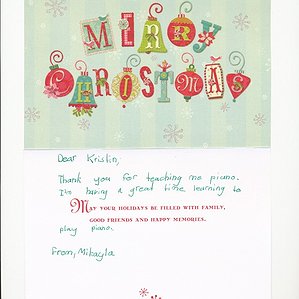 A Christmas Card from Kristin to Mikayla