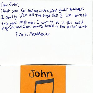 A Thank You Card tio John from Matthew